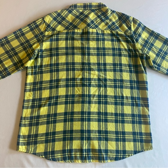 Stio Miter Lightweight Flannel Shirt Mens Large Lightning Bug Plaid Yellow Blue - Picture 6 of 14